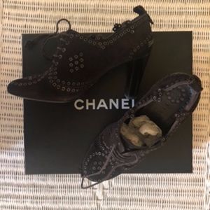 Chanel Womens Brown Suede Booties Size 37 in Box